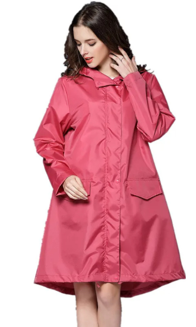 Dryvell - Wasserdichte Regenjacke Damen mit Kapuze, Leichter Langer Mantel