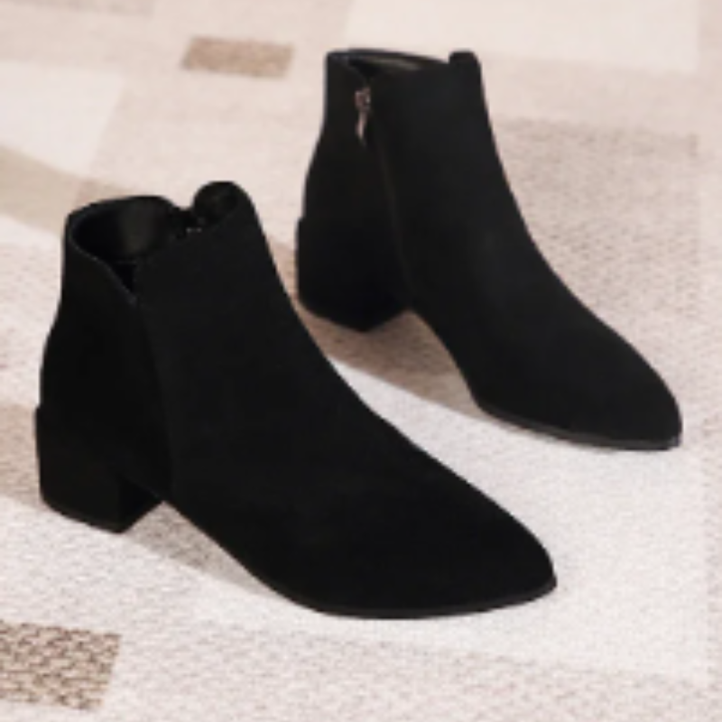 Solvane - Damen Stiefeletten mit Flachem Absatz und Seitlichem Reißverschluss, Elegant