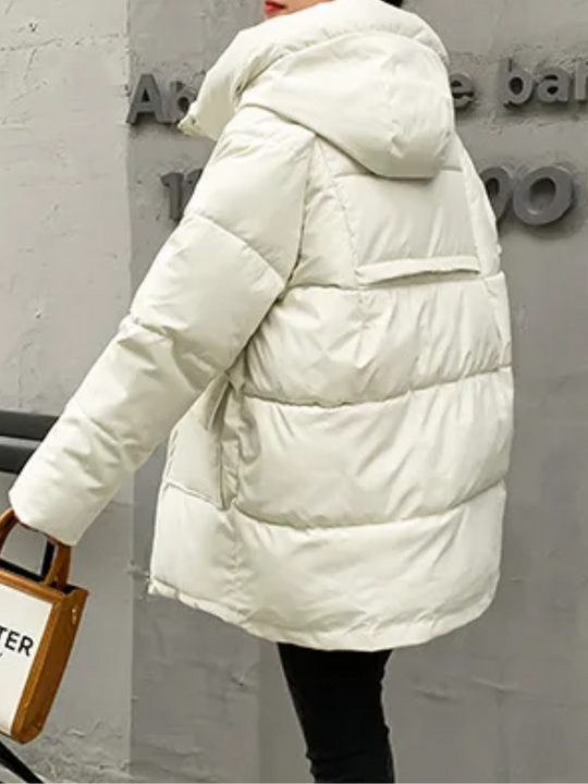 Polarae - Daunenjacke Damen – Warme Oversize-Steppjacke mit Kapuze und Taschen