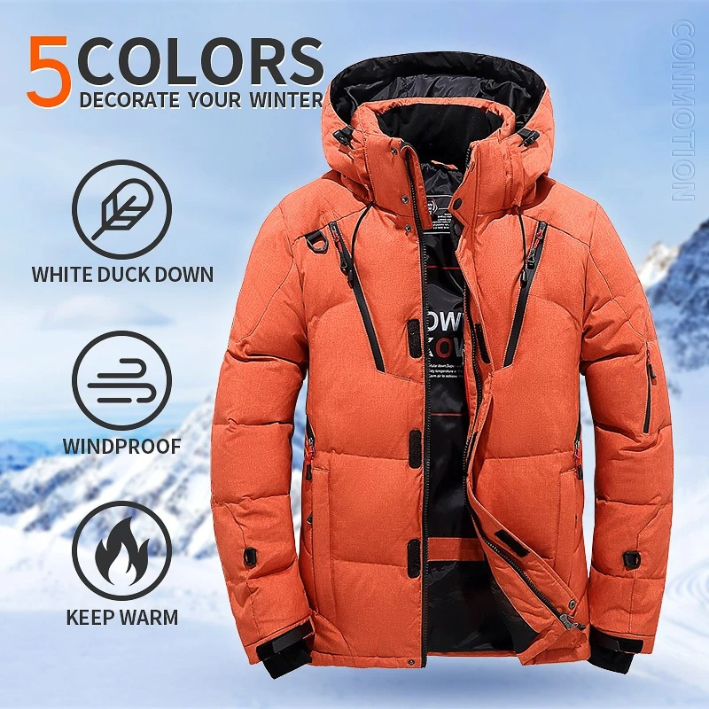 Mantrek - Puffer Jacke Herren – Wasserdichte Winterjacke mit Kapuze und Reißverschlusstaschen