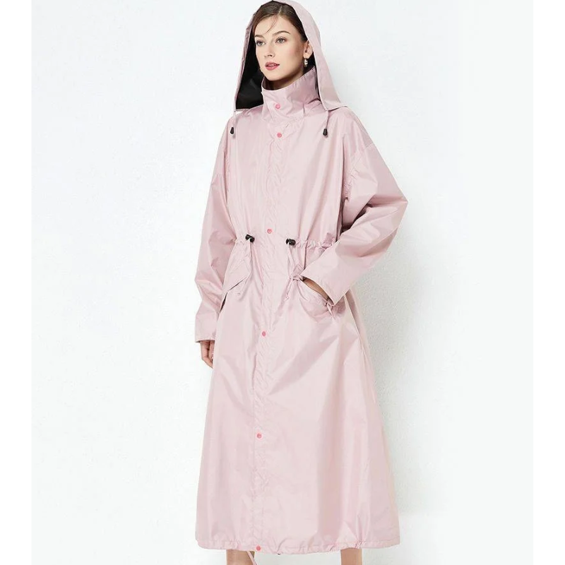 Pluvina - Regenjacke Damen mit Verstellbarer Kapuze, Wasserdichter Langer Mantel