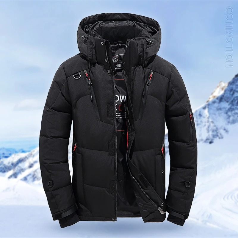 Mantrek - Puffer Jacke Herren – Wasserdichte Winterjacke mit Kapuze und Reißverschlusstaschen