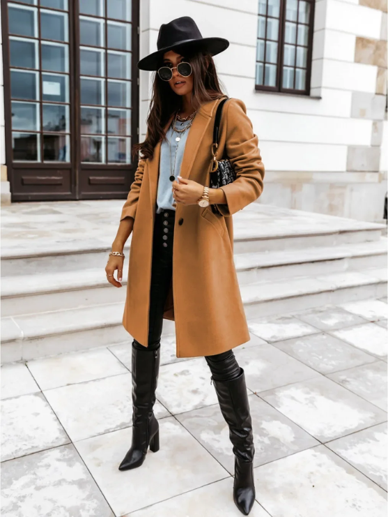 Softana - Damen Mantel - Trenchcoat mit Gürtel und Doppelreihiger Knopfleiste