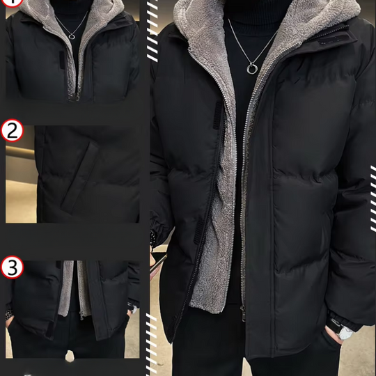 Stilanz - Mantel Herren Lang - Winterjacke mit Fleece-Innenfutter und Kapuze