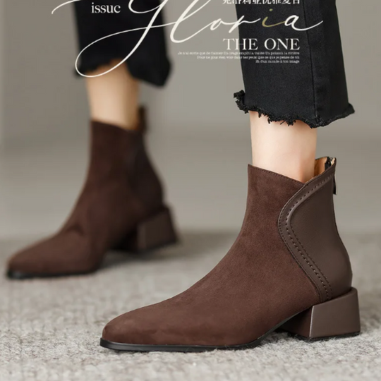 Menolta - Damen Stiefeletten mit Blockabsatz und Kontrastdetails, Modernes Design