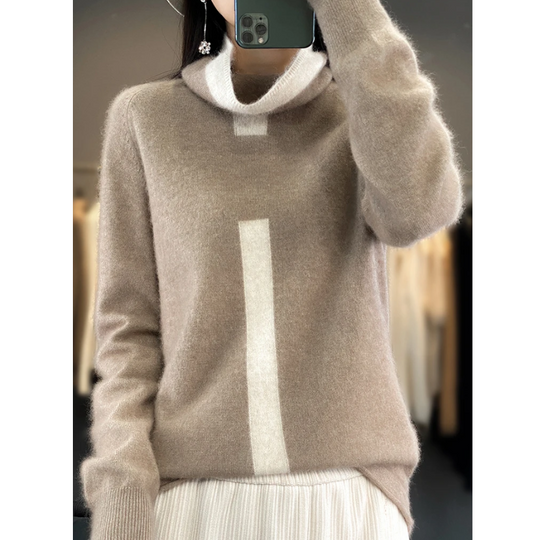 Sanstil - Rollkragenpullover Damen, Weicher Strickpullover, Minimalistisches Design