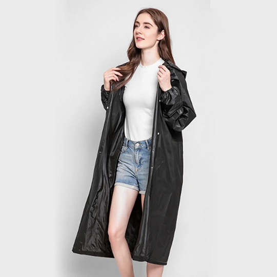 Stormix - Leichte Regenjacke Damen mit Kapuze, Wasserdichter Langer Mantel