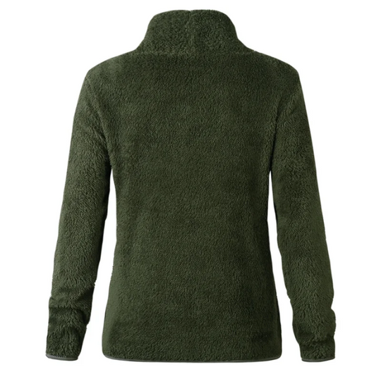 Trendla - Rollkragenpullover Damen Aus Fleece Mit Reißverschlusstasche