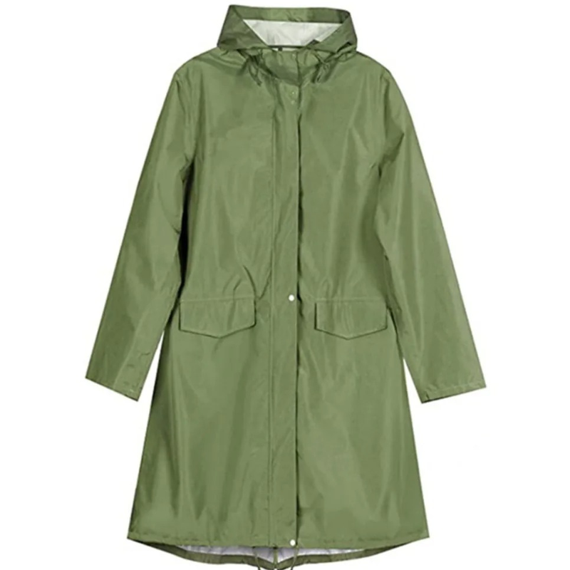 Wetrise - Regenjacke Damen mit Kapuze, Langer Leichter Wasserdichter Mantel