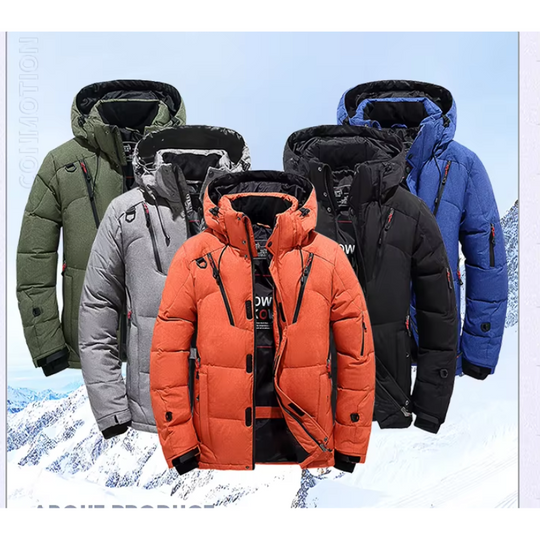 Mantrek - Puffer Jacke Herren – Wasserdichte Winterjacke mit Kapuze und Reißverschlusstaschen