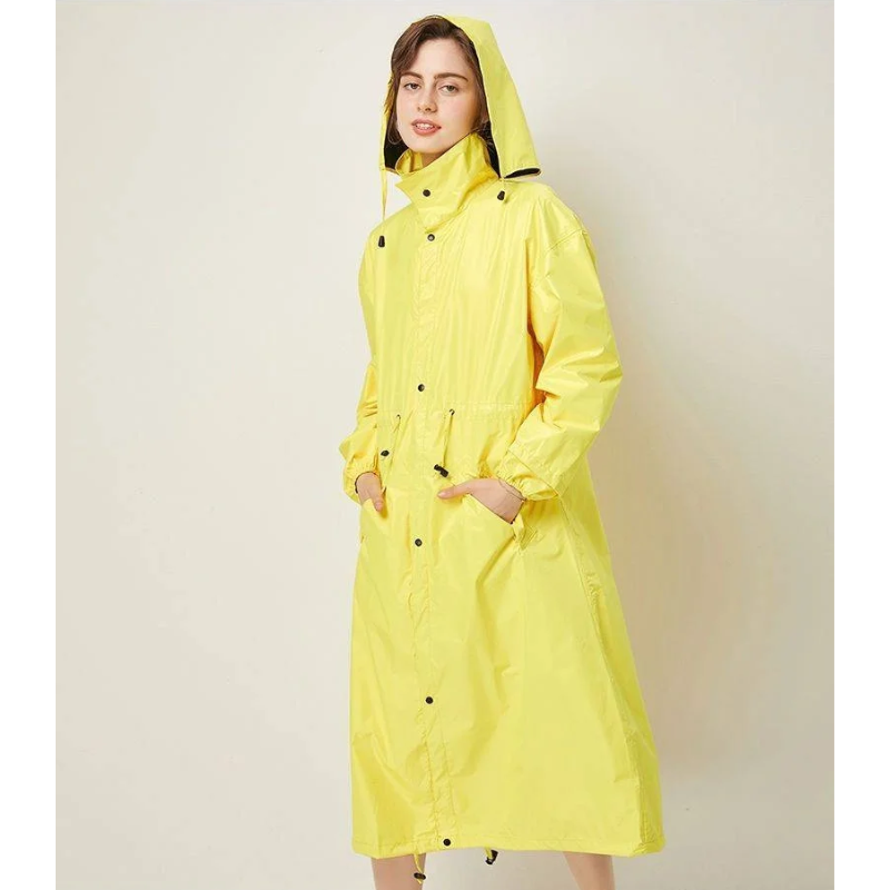 Pluvina - Regenjacke Damen mit Verstellbarer Kapuze, Wasserdichter Langer Mantel