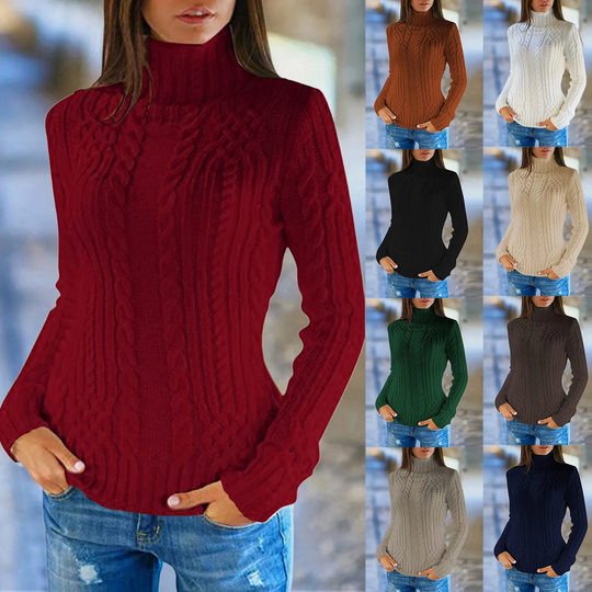 Femkral - Rollkragenpullover Damen, Zopfmuster, Weich und Warm