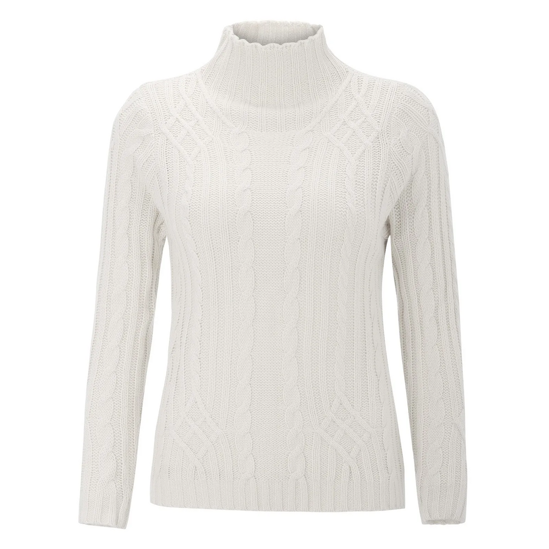 Femkral - Rollkragenpullover Damen, Zopfmuster, Weich und Warm