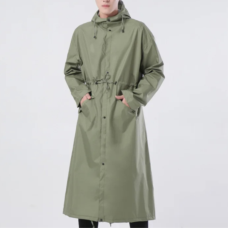 Graneve - Regenjacke Damen mit Kapuze, Verstellbare Taille, Wasserdichter Langer Mantel