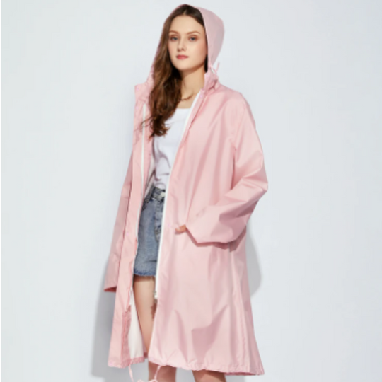 Wetrise - Regenjacke Damen mit Kapuze, Langer Leichter Wasserdichter Mantel