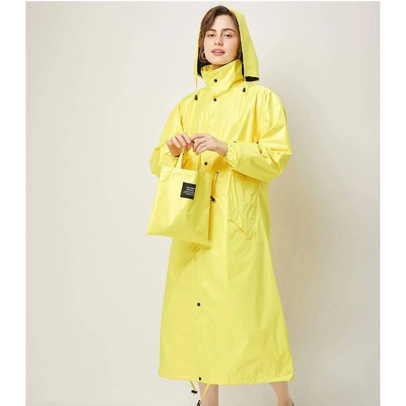 Pluvina - Regenjacke Damen mit Verstellbarer Kapuze, Wasserdichter Langer Mantel