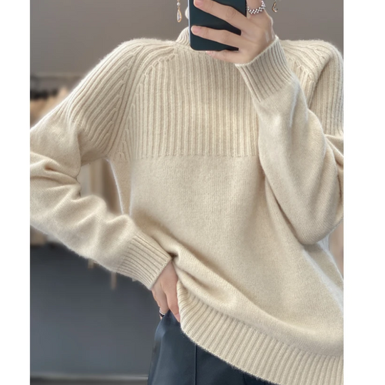 Rollpur - Rollkragenpullover Damen Mit Gerippter Passe