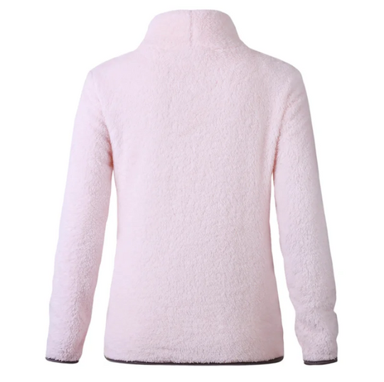 Trendla - Rollkragenpullover Damen Aus Fleece Mit Reißverschlusstasche