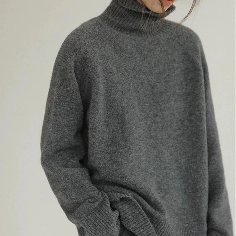 Klassik - Rollkragenpullover Damen, Oversized und Weich Gestrickt