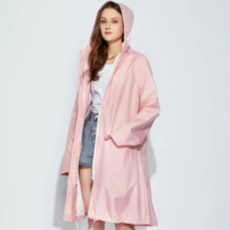 Wetrise - Regenjacke Damen mit Kapuze, Langer Leichter Wasserdichter Mantel