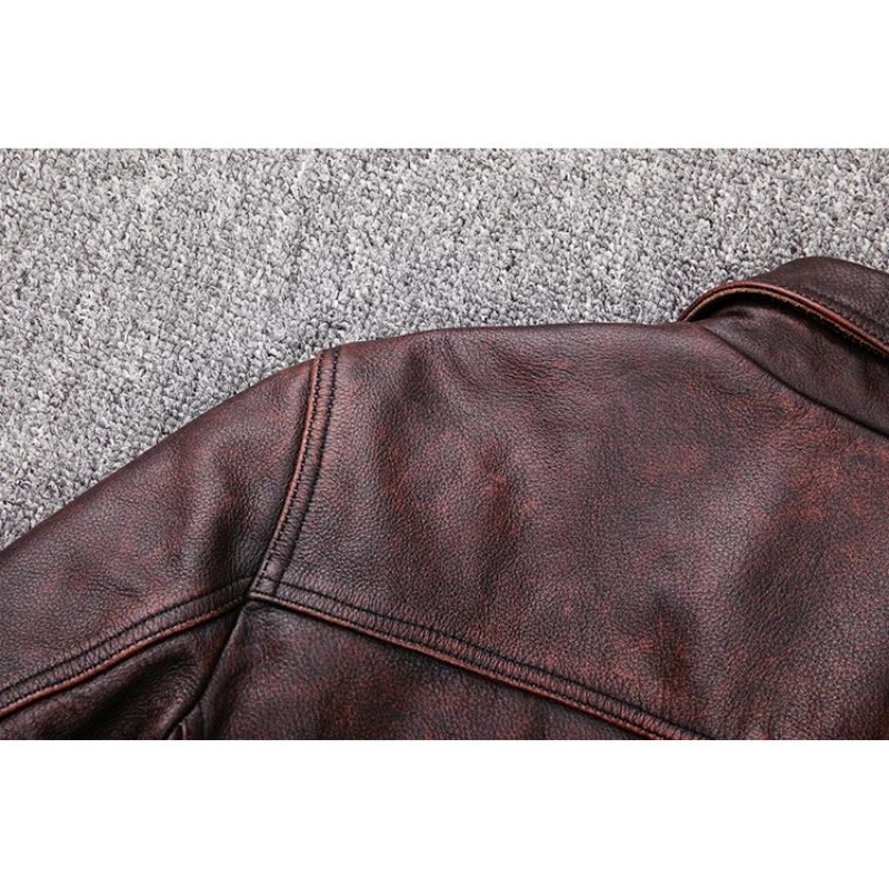 Gallerk - Lederjacke Herren - Vintage-Design mit Taschen und klassischem Kragen