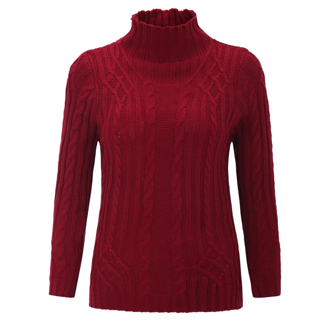 Femkral - Rollkragenpullover Damen, Zopfmuster, Weich und Warm