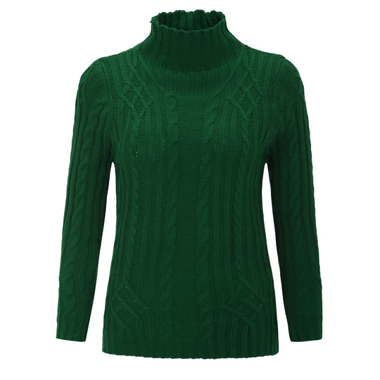 Femkral - Rollkragenpullover Damen, Zopfmuster, Weich und Warm