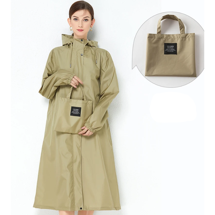 Rainzen - Wasserdichte Regenjacke Damen mit Kapuze, Langer Outdoor-Mantel