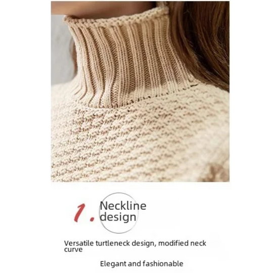 Wolstil - Rollkragenpullover Damen Mit Strukturiertem Muster und Zopfmuster-Ärmeln