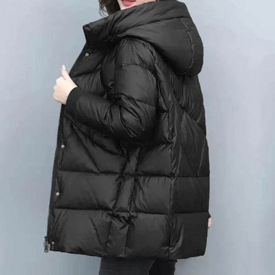 Puffena - Daunenjacke Damen Warm Gepolstert mit Reißverschluss und Taschen