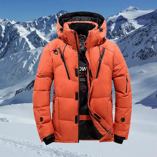 Mantrek - Puffer Jacke Herren – Wasserdichte Winterjacke mit Kapuze und Reißverschlusstaschen