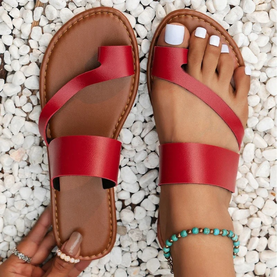 VIDA Rote Damen Sandalen im Bohemian-Stil