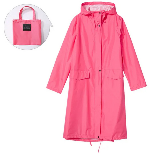 Wetflow - Wasserdichte Regenjacke Damen mit Kapuze, Leichter Langer Mantel