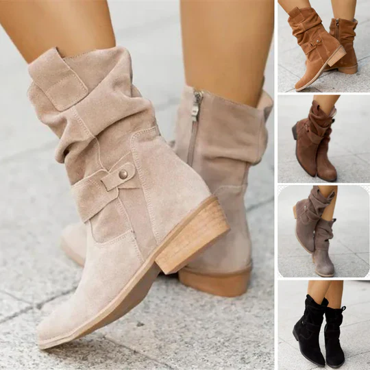 Schneid - Damen Wildlederstiefel - Mittelhoch, Lässiger Stil, Flacher Absatz