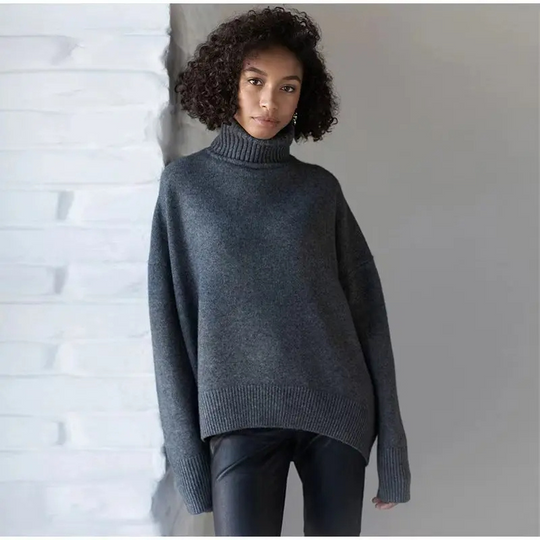 Nobgen - Rollkragenpullover Damen, Oversize Strickpullover, Lässiger Stil