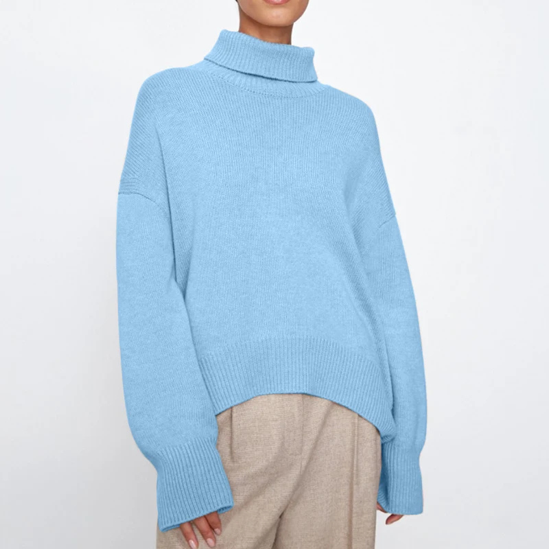 Wollgen - Rollkragenpullover Damen, Oversize Weicher Strickpullover