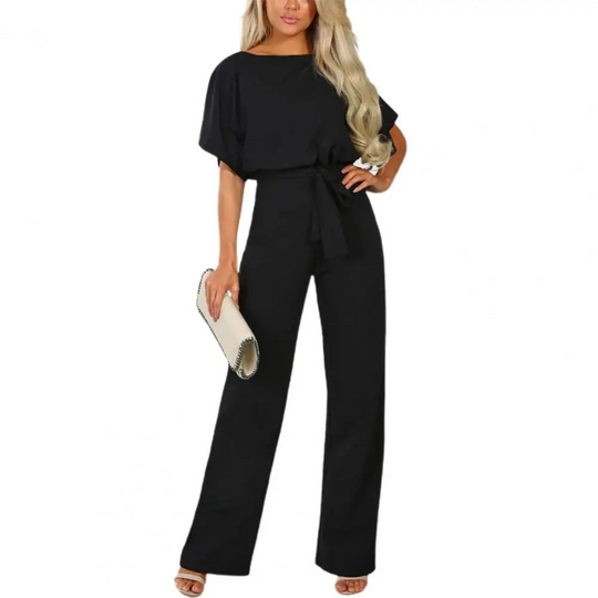 VIDA eleganter blauer Jumpsuit mit eng anliegender Taille