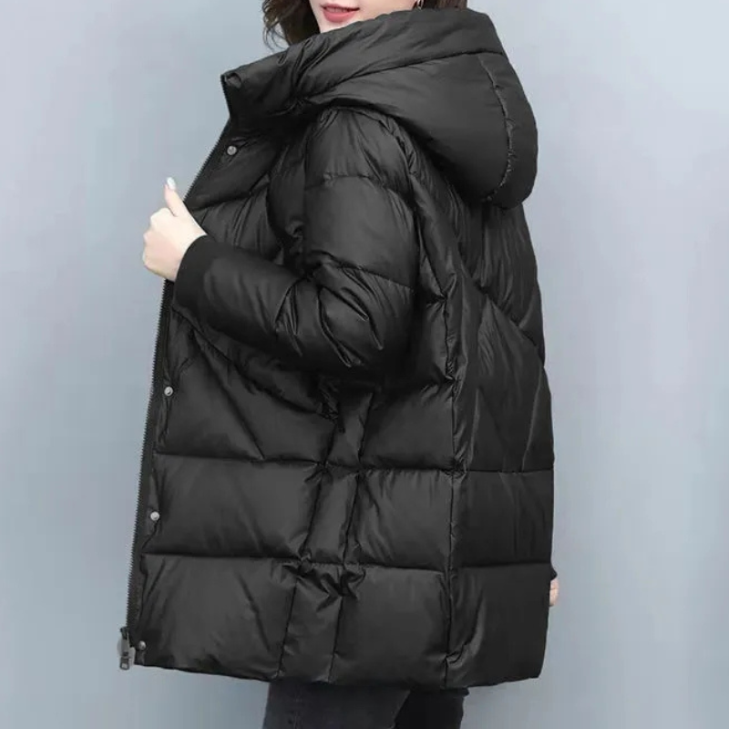 Cryovia - Daunenjacke Damen – Warmer Wintermantel mit modernem Steppmuster und Kapuze