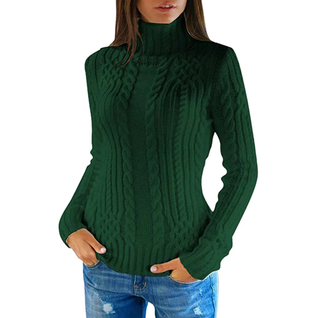 Femkral - Rollkragenpullover Damen, Zopfmuster, Weich und Warm