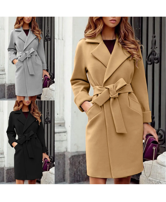 Glanzia - Damen Mantel Eleganter Trenchcoat mit Gürtel für Herbst/Winter