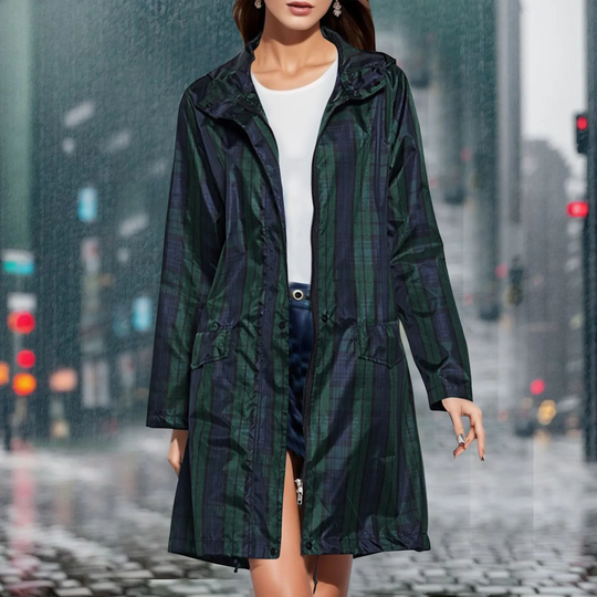 Drynara - Regenjacke Damen mit Punkten und Kapuze, Leichte Wasserdichte Jacke