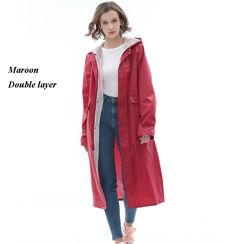 Aqualux - Regenjacke Damen mit Kapuze, Langer Leichter Wasserdichter Mantel