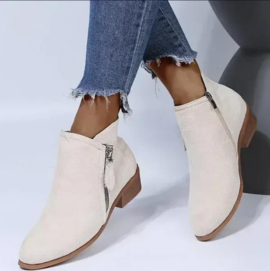 Modesta - Elegante Damen-Stiefeletten mit seitlichem Reißverschluss und Blockabsatz