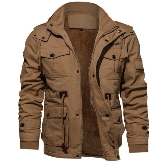 Bronzer - Lederjacke Herren - Warme Übergangsjacke mit Kapuze und mehreren Taschen