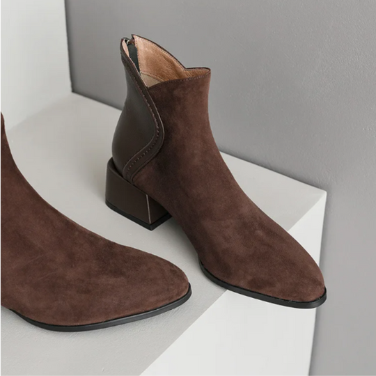 Menolta - Damen Stiefeletten mit Blockabsatz und Kontrastdetails, Modernes Design