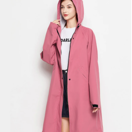 Rainope - Packbare Regenjacke Damen mit Kapuze, Wasserdichter Langer Mantel