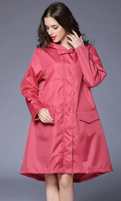 Dryvell - Wasserdichte Regenjacke Damen mit Kapuze, Leichter Langer Mantel