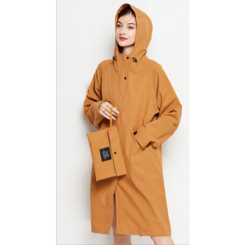 Rainope - Packbare Regenjacke Damen mit Kapuze, Wasserdichter Langer Mantel