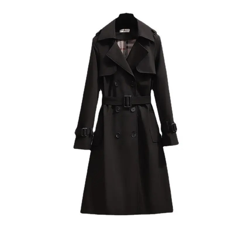 Vintola - Damen Mantel Langer Trenchcoat, Doppelreihig, Mit Gürtel und Taschen