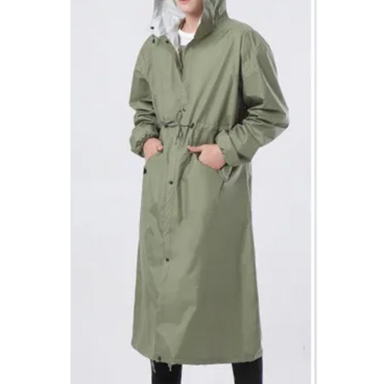 Graneve - Regenjacke Damen mit Kapuze, Verstellbare Taille, Wasserdichter Langer Mantel